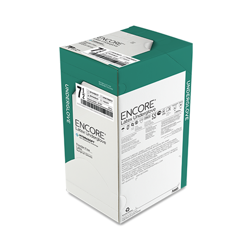 Latex, powderfree surgical green underglove for effortless double