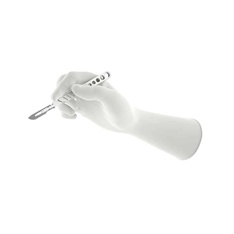 Polyisoprene, skinfriendly surgical glove with textured finish for