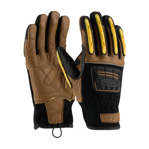 Goatskin Leather Palm Glove with Leather Back and Kevlar® Blended Liner - Dorsal TPR Impact Protection