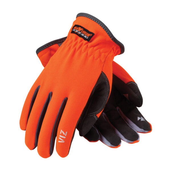 Viz™ Workman's Glove with Synthetic Leather Palm and Fabric Back - PVC Grip on Index Finger/Thumb