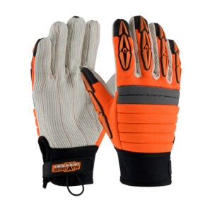 Derrickmen™ Cotton Canvas Palm with Foam Padded Back and TPR Finger Impact Protection