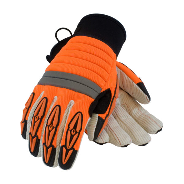 Derrickmen™ Cotton Canvas Palm with Foam Padded Back and TPR Finger Impact Protection