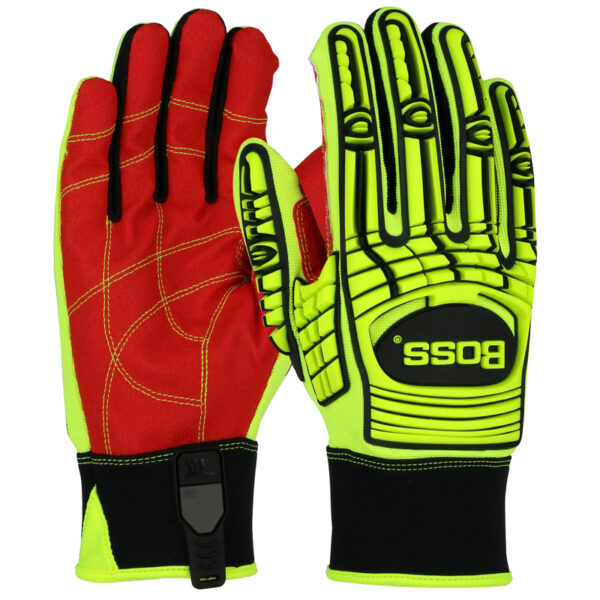 Red PVC Grip Palm and Spandex Back - TPR Impact Protection