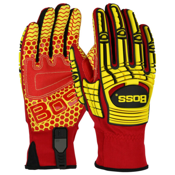 Synthetic Leather Palm with Red Silicone Grip and Spandex Back – TPR Impact Protection