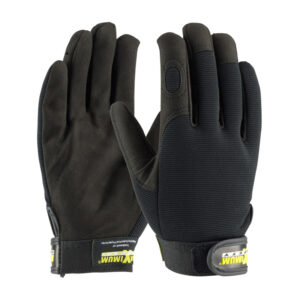 Professional Mechanic's Glove with Synthetic Leather Palm and Fabric Back - Black