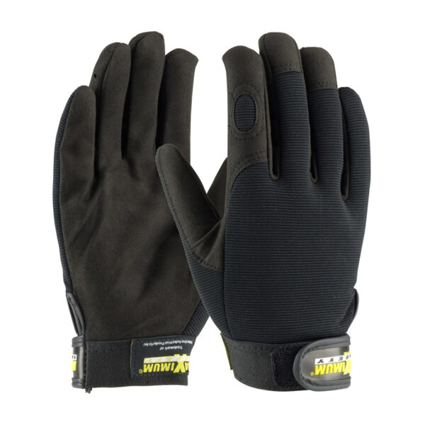 Professional Mechanic's Glove with Synthetic Leather Palm and Fabric Back - Black