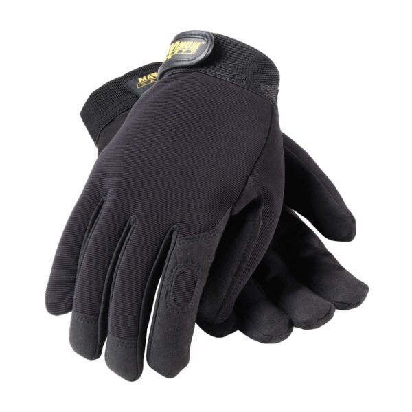 Professional Mechanic's Glove with Synthetic Leather Palm and Fabric Back - Black
