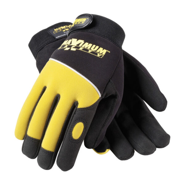 Professional Mechanic's Glove with Synthetic Leather Palm and Fabric Back - Yellow