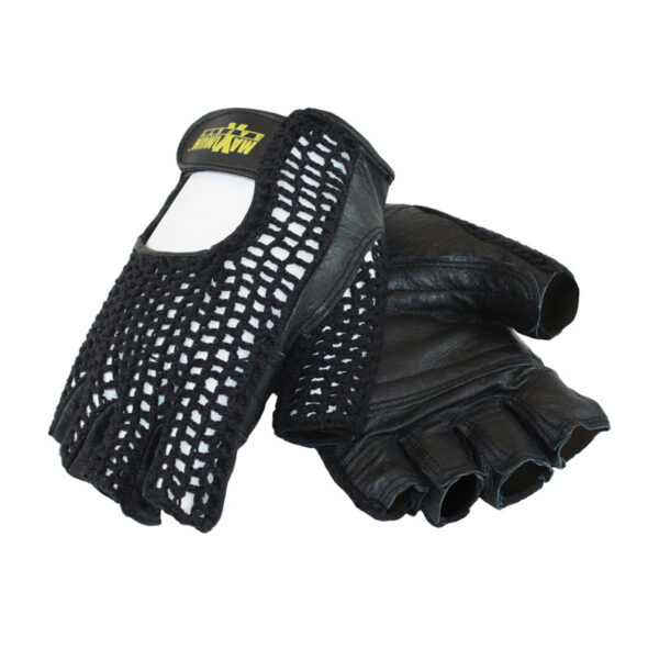 Leather Palm Lifting Gloves with Reinforced Padded Palm Insert - Cotton Mesh Back