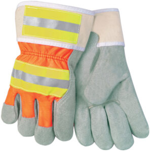 Leather Palm Reflective Work Gloves