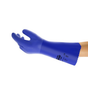 Blue supported PVC glove