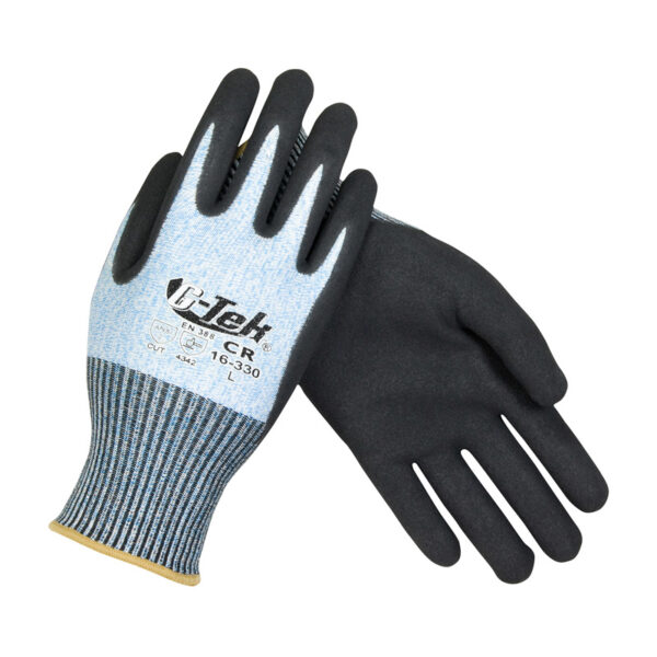 Seamless Knit PolyKor® Blended Glove with Double-Dipped Nitrile Coated MicroSurface Grip on Palm & Fingers