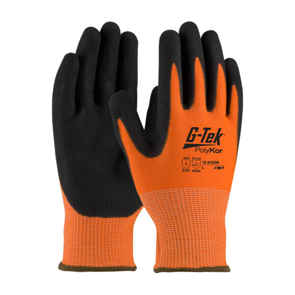 Hi-Vis Seamless Knit PolyKor® Blended Glove with Double-Dipped Nitrile Coated MicroSurface Grip on Palm & Fingers
