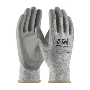 Industry Grade Seamless Knit PolyKor® Blended Glove with Polyurethane Coated Flat Grip on Palm & Fingers - Bulk Pack