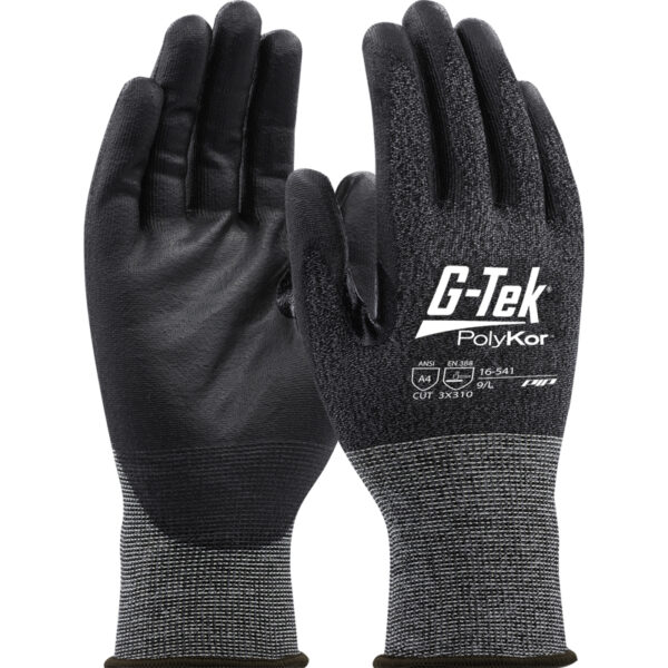 Seamless Knit PolyKor® Blended Glove with Polyurethane Coated Flat Grip on Palm & Fingers - 21 Gauge - Touchscreen Compatible