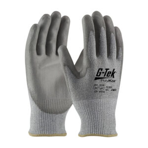 Industry Grade Seamless Knit PolyKor® Blended Glove with Polyurethane Coated Flat Grip on Palm & Fingers - Bulk Pack
