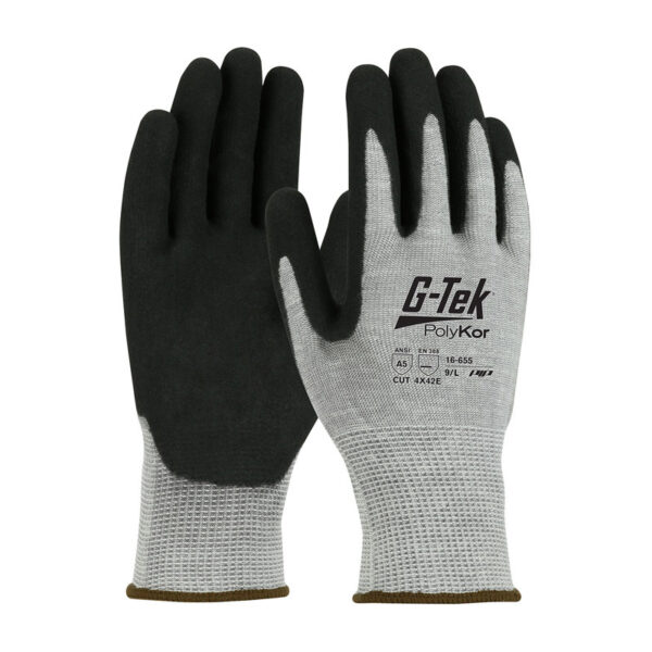 Seamless Knit PolyKor® Blended Glove with Double-Dipped Nitrile Coated MicroSurface Grip on Palm & Fingers