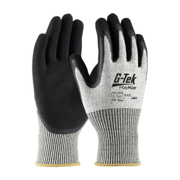 Seamless Knit PolyKor® Blended Glove with Double-Dipped Latex Coated MicroSurface Grip on Palm & Fingers