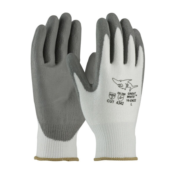 Seamless Knit PolyKor® Blended Glove with Polyurethane Coated Flat Grip on Palm & Fingers
