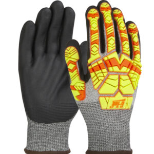 Seamless Knit PolyKor® Blended Glove with Hi-Vis Impact Protection and Nitrile Foam Coated Palm & Fingers