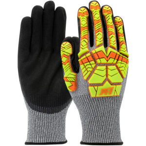 Seamless Knit PolyKor® Blended Glove with Hi-Vis Impact Protection and Double-Dip Nitrile MicroSurface Grip on Palm & Fingers