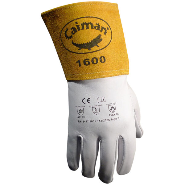 Premium Goat Grain TIG Unlined Welder's Glove with a 4" Gold Extended Cuff