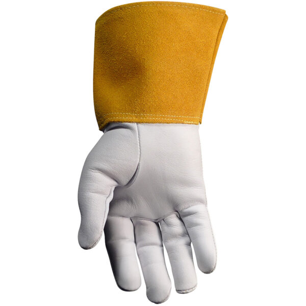 Premium Goat Grain TIG Unlined Welder's Glove with a 4" Gold Extended Cuff