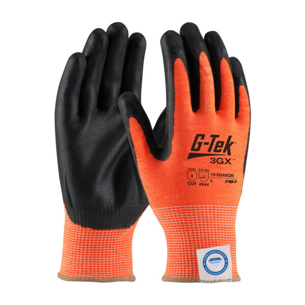 Hi-Vis Seamless Knit Dyneema® Diamond Blended Glove with Nitrile Coated Foam Grip on Palm & Fingers