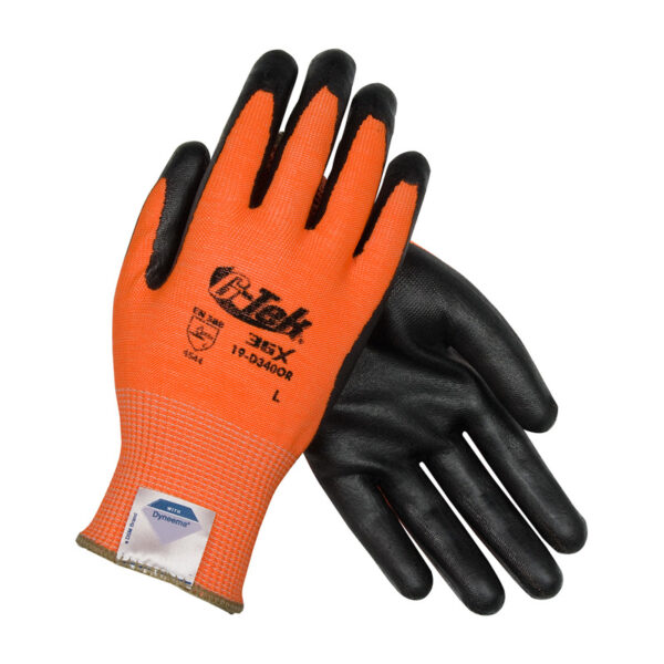 Hi-Vis Seamless Knit Dyneema® Diamond Blended Glove with Nitrile Coated Foam Grip on Palm & Fingers