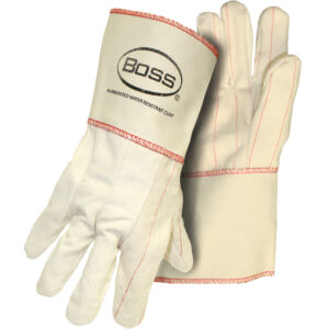 Premium Grade Chore Glove with Double Layer Palm, Cotton Back and Nap-Out Finish - Rubberized Gauntlet Cuff