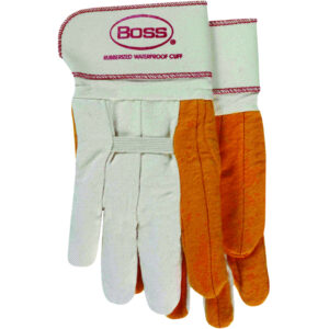 Regular Grade Chore Glove with Double Layer Palm, Cotton Back and Nap-Out Finish - Rubberized Safety Cuff