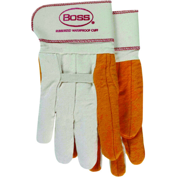 Regular Grade Chore Glove with Double Layer Palm, Cotton Back and Nap-Out Finish - Rubberized Safety Cuff