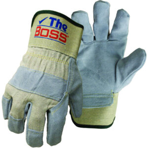 Premium Grade Split Cowhide Leather Palm Glove with Fabric Back - Rubberized Safety Cuff