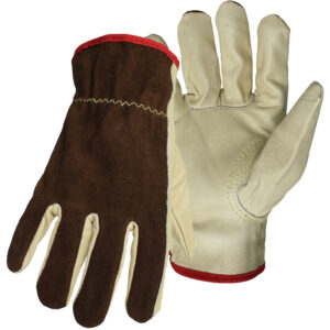 Regular Grade Top Grain Leather Drivers Glove with Split Brown Cowhide Back - Keystone Thumb