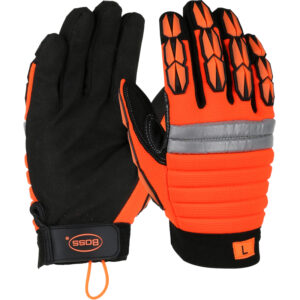 Miners' Mechanic Synthetic Leather Palm with Foam Padded Back and TPR Finger Impact Protection