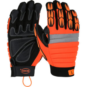 Miners' Mechanic Synthetic Leather Palm with Foam Padded Back and TPR Finger Impact Protection - PVC Patch Grip - DISCONTINUED