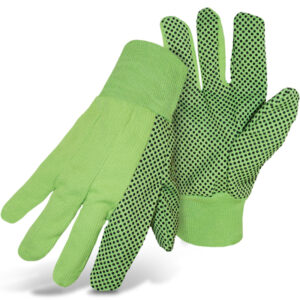 Fluorescent Corded Canvas Glove with PVC Dotted Grip on Palm, Thumb and Index Finger - 10 oz. Single Palm