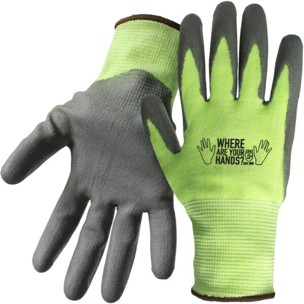 Seamless Knit Polykor Blended Glove with Polyurethane Coated Smooth Grip on Palm & Fingers