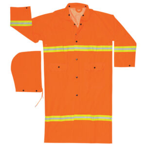 Orange Waterproof PVC Reflective Raincoat