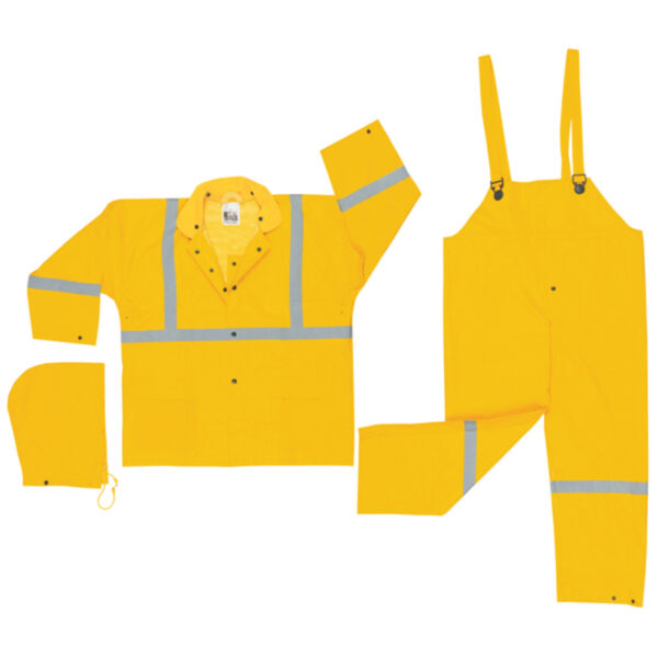 3 Piece Yellow Waterproof Reflective Rain Suit