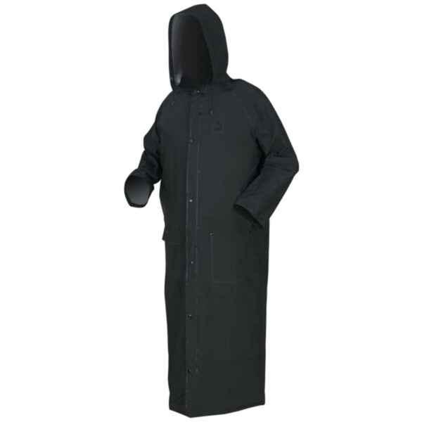 Black Waterproof PVC Long Rain Coat