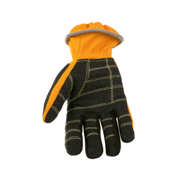 High-visibility impact gloves, with a special grip system for search and rescue operations