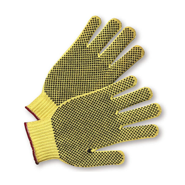 Seamless Knit Kevlar® / Cotton Plated Glove with Double-Sided PVC Dot Grip - Medium Weight
