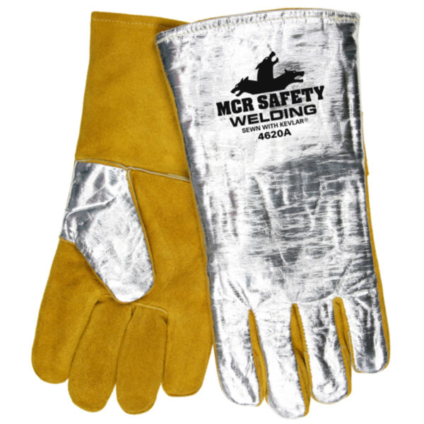 Leather Welding Gloves Aluminized Back