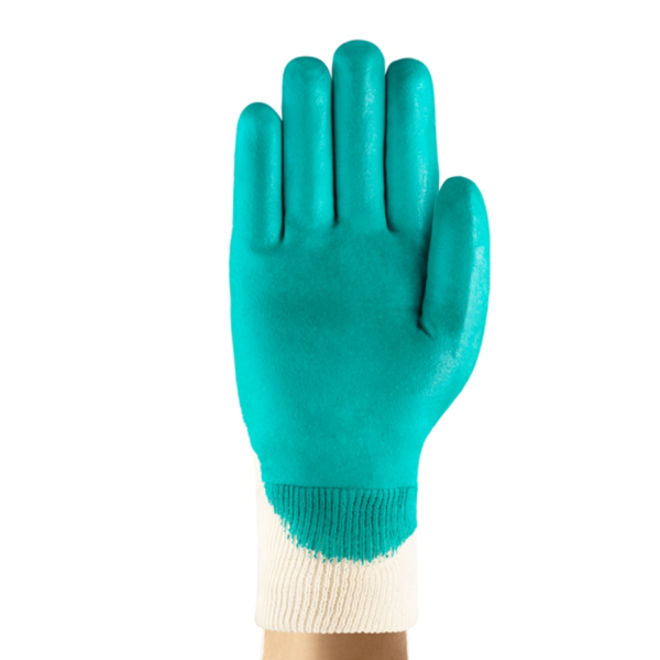 Coated glove on fingers and palm with high breathability
