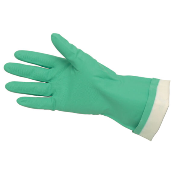 Flock Lined Green Nitrile Gloves