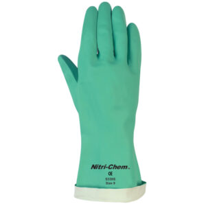 Flock Lined Green Nitrile Glove