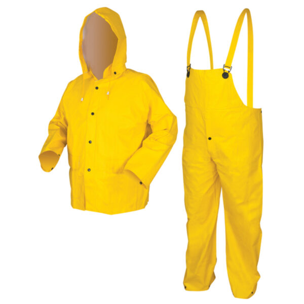 3 Piece Yellow Waterproof PVC Rain Suit