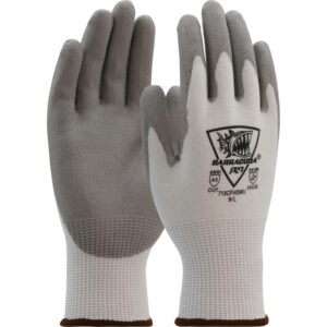 Seamless Knit Polykor Blended Glove with Polyurethane Coated Flat Grip on Palm & Fingers