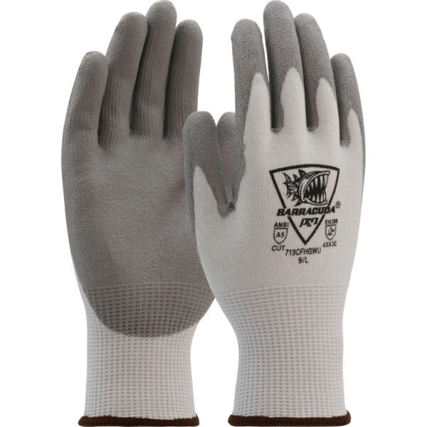 Seamless Knit Polykor Blended Glove with Polyurethane Coated Flat Grip on Palm & Fingers